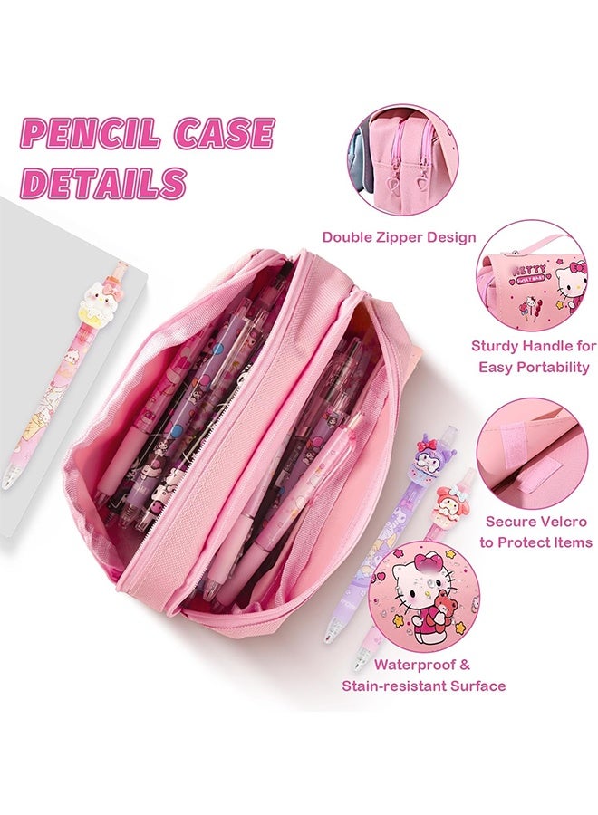 Hello Kitty Sanrio Hello Kitty Pencil Case, Pink Pencil Case for Girls, Large Capacity with Compartments for Students, Kids for School & Office Supplies, Back to School & Birthday Gift for Kids - Image 3